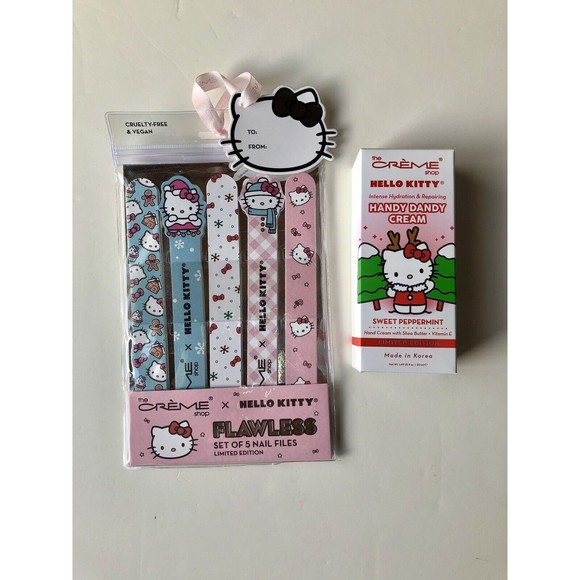 Crème Shop HELLO KITTY Hand Cream Sweet Peppermint & Nail Files Limited Edition - Picture 1 of 7